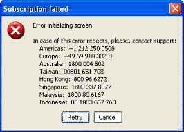 "Subscription Failed" error